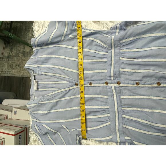 Anthropologie Building 18 Blue Striped South Seas Tunic Shirt with Tie Size 12 - Picture 9 of 9